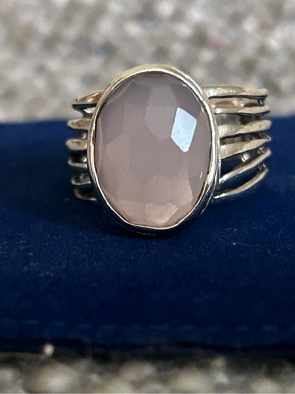 Retired Silpada Sterling Silver Faceted Pink Quartz Ring